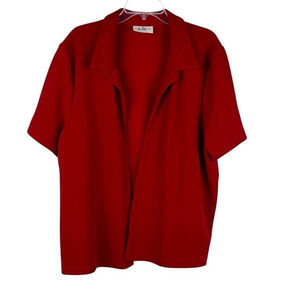 Los Angeles Women Red Short Sleeve Open Front Cardigan - Picture 1 of 9